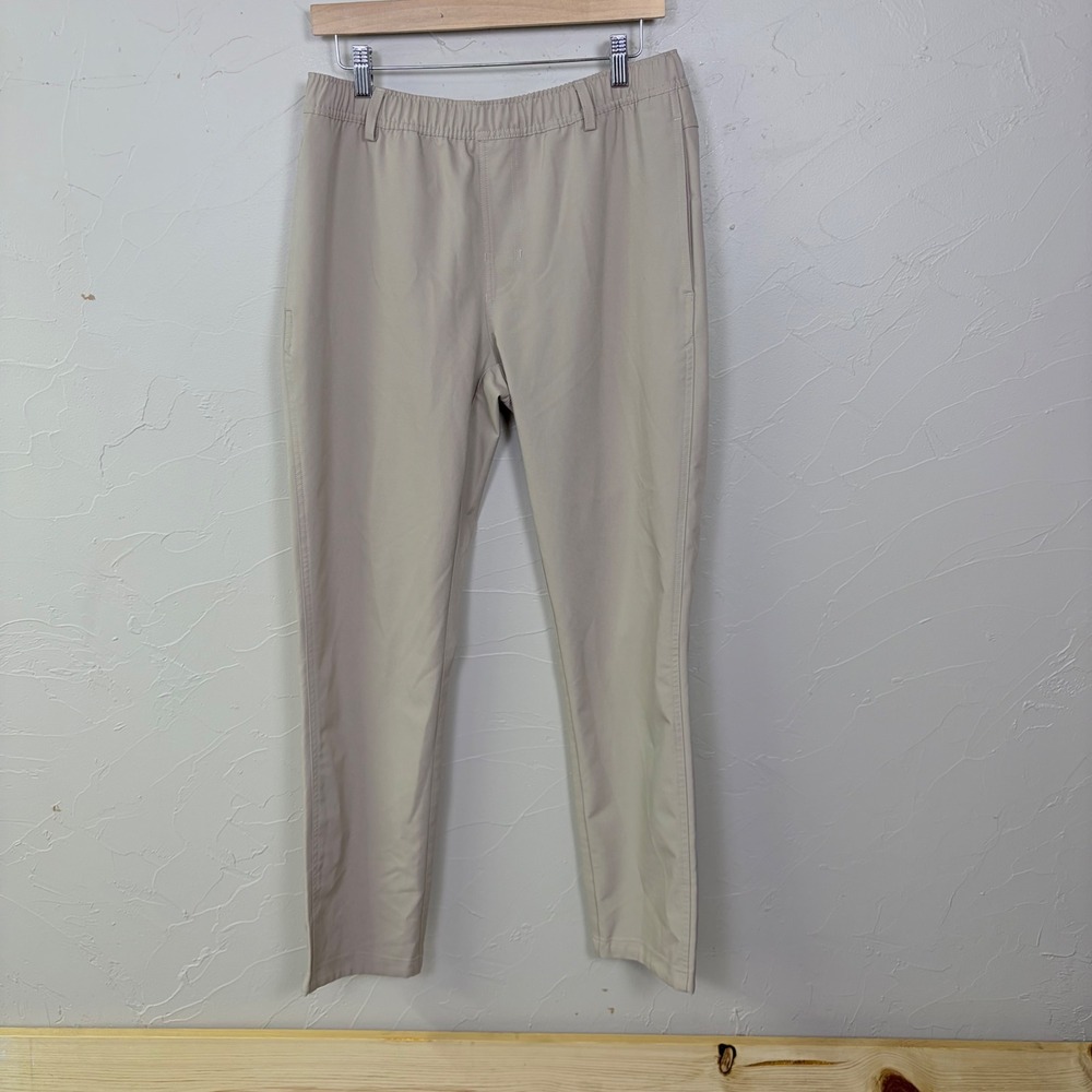 Burlebo Performance Pants Mens Medium Khaki Elastic Waist Drawstring Gorpcore